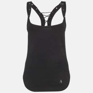 مملوكة مسبقًا The Attico Black Jersey Lace Up Tank Top S