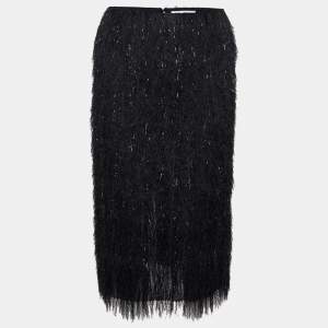 Pre Owned The Attico Black Fringed Midi Skirt S