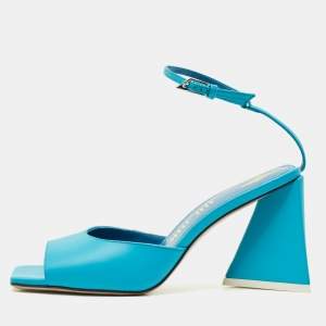 The Attico Blue Leather Piper Ankle Strap Sandals Size 38