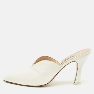 Pre Owned The Attico White Patent Leather Monica Mules Size 38
