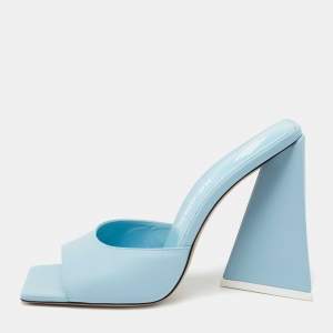 The Attico Sky Blue Leather Devon Open Toe Sandals Size 39
