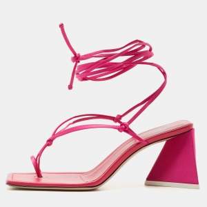 The Attico Pink Satin Ankle Tie Sandals Size 38