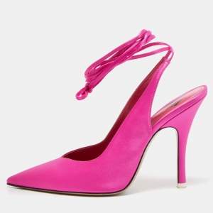 The Attico Pink Satin Venus Ankle Wrap Pumps Size 39