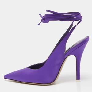 The Attico Purple Satin Venus Slingback Ankle Tie Pumps Size 37.5