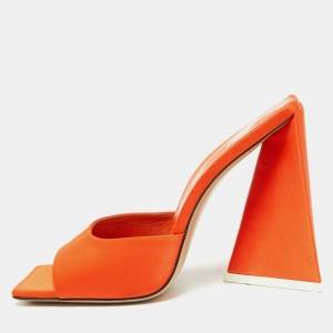 The Attico Orange Satin Devon Slide Sandals Size 37