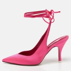 The Attico Pink Satin Venus Ankle Wrap Pumps Size 38