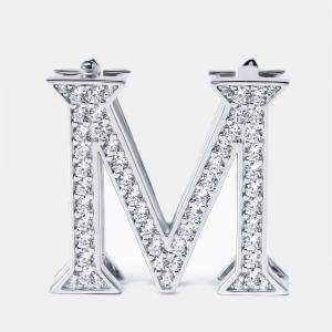 Pre Owned Letter M Crystals Sterling Silver Bag Charm