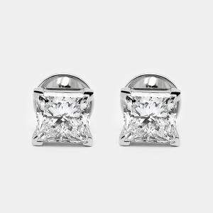 18k White Gold Princess Cut Lab Grown Diamonds Earrings (Approx 3.00 ct)