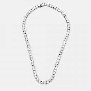 38.5 cts Round Brilliant 18k White Gold Lab Grown Diamonds Tennis Necklace 