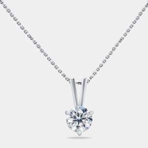 0.50 cts Round Brilliant Cut 18k White Gold Lab Grown Diamond Solitaire Pendant Necklace