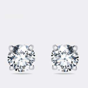1.11 cts Round Brilliant Cut 18k White Gold Lab Grown Diamonds Solitaire Stud Earrings