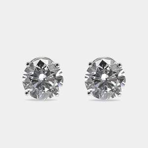 8.00 cts Round Brilliant Cut 18k White Gold Lab Grown Diamonds Solitaire Stud Earrings
