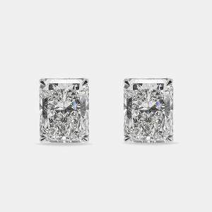 6.00 cts Radiant Cut 18k White Gold Lab Grown Diamonds Solitaire Stud Earrings
