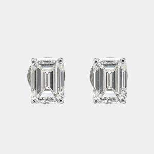 6.00 cts Emerald Cut 18k White Gold Lab Grown Diamonds Solitaire Stud Earrings