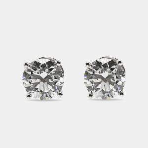 6.00 cts Round Brilliant Cut 18k White Gold Lab Grown Diamonds Solitaire Stud Earrings