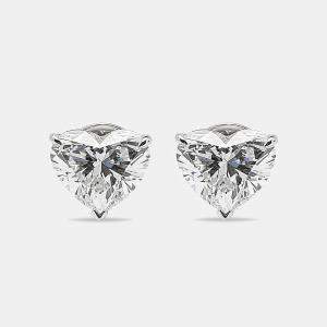 6.00 cts Heart Brilliant Cut 18k White Gold Lab Grown Diamonds Solitaire Stud Earrings