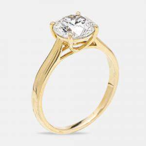 2.00 cts Round Brilliant Cut 18k Yellow Gold Lab Grown Diamonds Ring Size 52