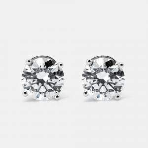 6.00 cts Round Brilliant Cut 18k White Gold Lab Grown Diamonds Solitaire Stud Earrings