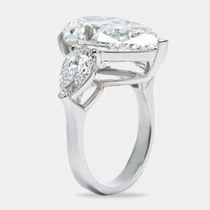 12 cts Pear Brilliant Cut Lab Grown Diamond 18k White Gold Ring Size 53