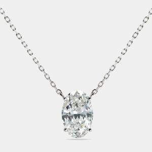 5.00 cts Oval Brilliant Lab Grown Diamond 18k White Gold Chain Necklace
