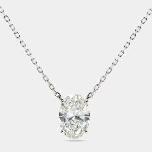 3.00 cts Oval Brilliant Lab Grown Diamond 18k White Gold Chain Necklace