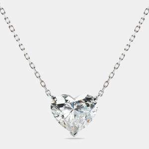 3.00 cts Heart Briliant Lab Grown Diamond 18k White Gold Chain Necklace
