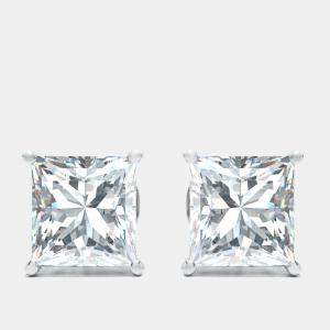 6.00 cts Princess Cut Lab Grown Diamond 18k White Gold Earrings