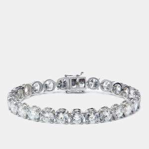 25.00 cts Round Brilliant Cut Lab Grown Diamond 18k White Gold Tennis Bracelet