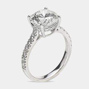 3.50 cts 18k White Gold Round Brilliant Lab Grown Diamonds Ring Size 52