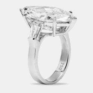11.00 cts Marquise and Tapper Lab Grown Diamond 18k White Gold Ring Size 52