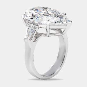 11.00 cts Pear Cut and Trapezoid Lab Grown Diamond 18k White Gold Ring Size 52