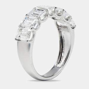 2.95 cts Emerald Cut Lab Grown Diamond 18k White Gold Ring Size 53