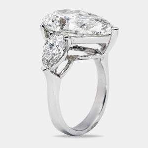 12.00 cts Pear Brilliant Cut Lab Grown Diamond 18k White Gold Ring Size 53