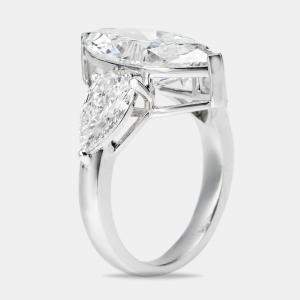 7.10 cts Marquise and Pear Lab Grown Diamond 18k White Gold Ring Size 52
