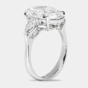 5.75 cts Oval and Pear Lab Grown Diamond 18k White Gold Ring Size 52