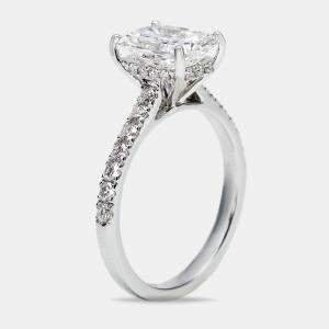 2.50 cts Radiant Cut and Round Lab Grown Diamond 18k White Gold Ring Size 53
