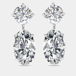 20.05 cts Oval and Cushion Lab Grown Diamond 18k White Gold Earrings