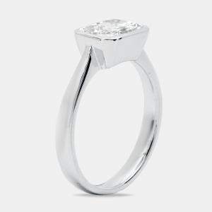 1.50 cts Radiant Cut Lab Grown Diamond 18k White Gold Ring Size 52