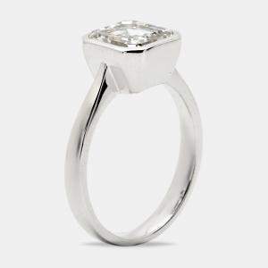 3.00 cts Asscher Cut Lab Grown Diamond 18k White Gold Ring Size 52