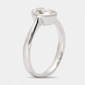 1.00 cts Oval Cut Lab Grown Diamond 18k White Gold Ring Size 52