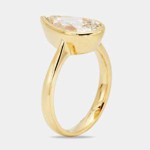2.80 cts Pear Brilliant 18k Yellow Gold Ring Size 52