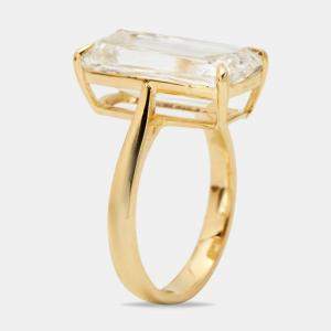 7.20 cts Elongated Cushion 18k Yellow Gold Ring Size 52