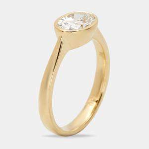 1.10 cts Oval Brilliant 18k Yellow Gold Ring Size 52