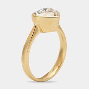 2.00 cts Heart Brilliant 18k Yellow Gold Ring Size 52