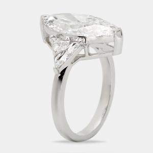 6.00 cts Marquise and Trillion Lab Grown Diamond 18k White Gold Ring Size 53