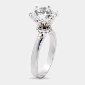 3.00 cts Round Brilliant Cut Lab Grown Diamond 18k White Gold Ring Size 53