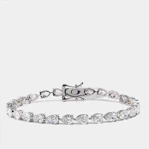 10.06 cts Pear Brilliant Cut Lab Grown Diamond 18k White Gold Tennis Bracelet