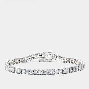 11.51 cts Emerald Step Cut Lab Grown Diamonds 18k White Gold Tennis Bracelet