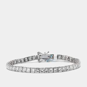 14.28 cts Princess Cut Lab Grown Diamonds 18k White Gold Tennis Bracelet