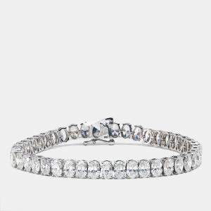 17.56 cts Oval Brilliant Cut Lab Grown Diamonds 18k White Gold Tennis Bracelet